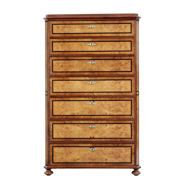 Tall Antique Chest of Drawers in Burr Walnut For Sale - Image 6 of 10