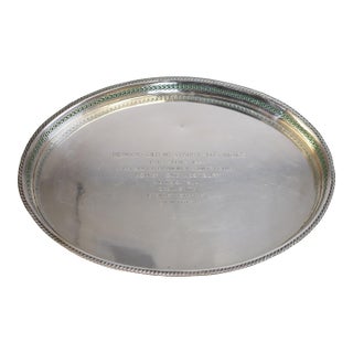 c.v. Whitney Polo Trophy Midwick-Old Westbury-Los Indios Polo Series 1938 Silver Plate Oval Platter For Sale