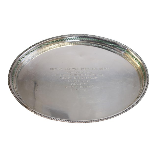 c.v. Whitney Polo Trophy Midwick-Old Westbury-Los Indios Polo Series 1938 Silver Plate Oval Platter For Sale