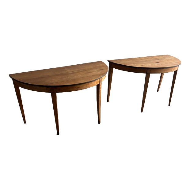 Demi-Lune Console Tables, 1800s, Set of 2 For Sale