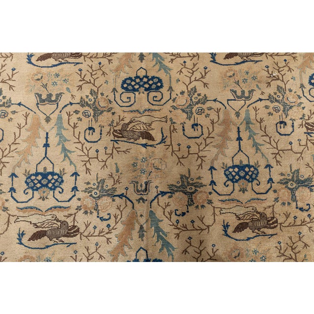 Persian Antique Tabriz Rug in Blue and Brown For Sale - Image 3 of 9
