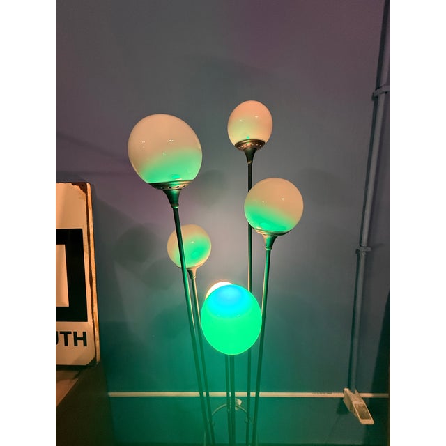 Gold Vintage Sapling Floor Lamp in Opaline Glass and Brass, 1960s For Sale - Image 8 of 10