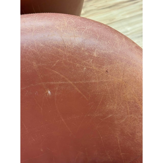 Vintage MCM Barrel Chairs in Blush Leather, a Pair For Sale - Image 9 of 11