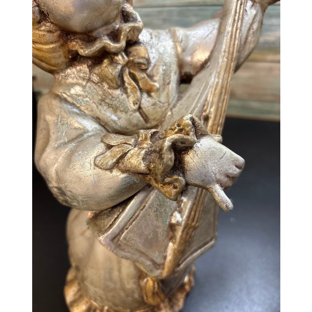 Sculpture Materials Large 1950s Florentine Borghese-Style Gilt Chalkware Musical Cherubs With Grand Piano – 3-Piece Set For Sale - Image 7 of 9