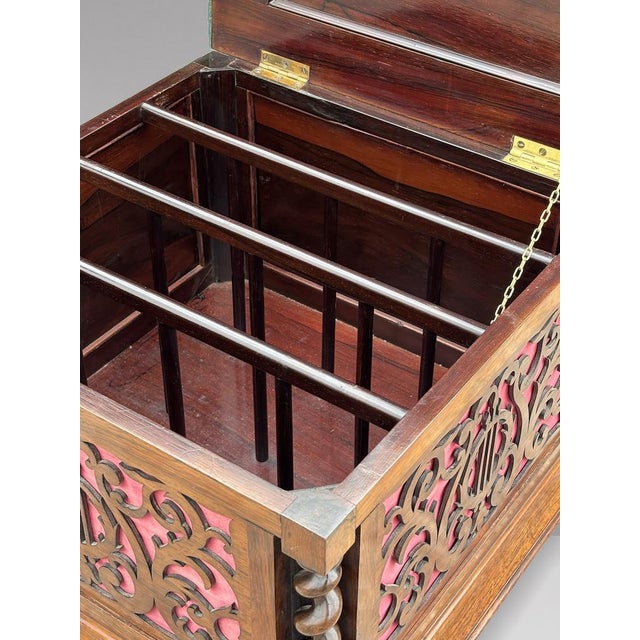 Wood Antique Victorian Rosewood Piano Stool, 1860 For Sale - Image 7 of 13