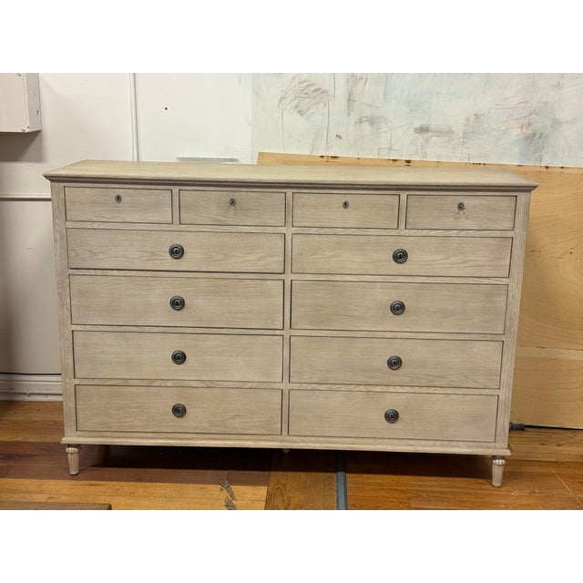 French Restoration Hardware Maison 12 Drawer Dresser, Light Oak For Sale - Image 3 of 12