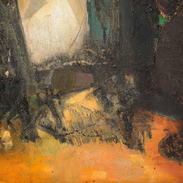 Mid-Century Modernist Abstract Interior Still Life in Oil on Canvas by Weintraub For Sale - Image 10 of 12