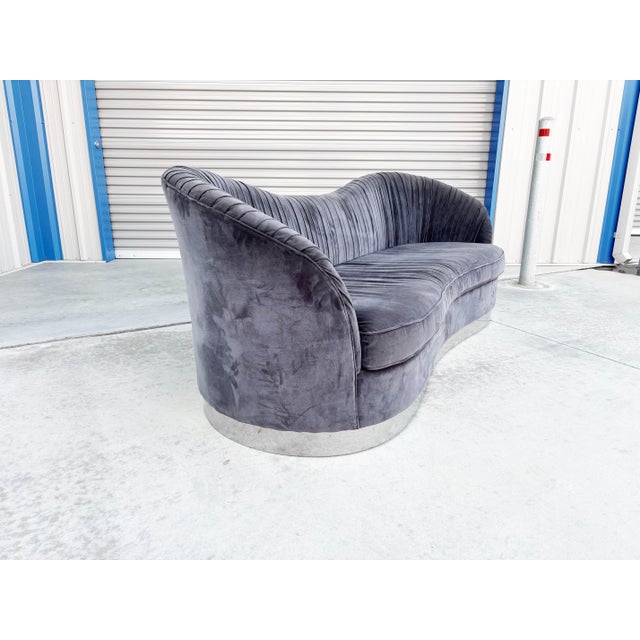 Gray 1980s Mid Century Chrome Sofa For Sale - Image 8 of 13