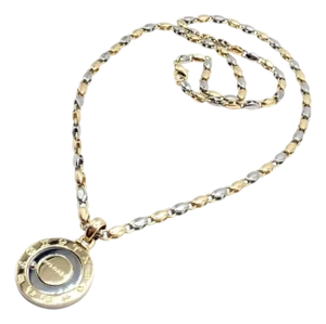 1970s Bulgari Zodiac Pendant Yellow Gold Steel Diamond Necklace