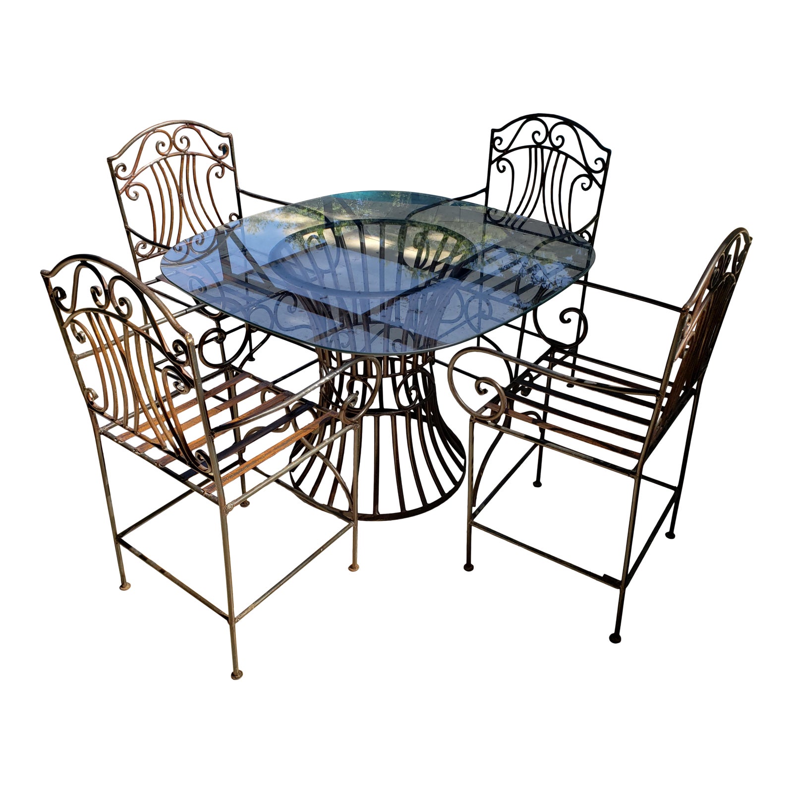 Vintage Wrought Iron Table & 4 Chairs Chairish
