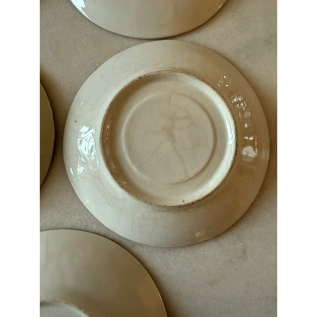 Set of 8 Antique Porcelain Green and White Small Plates For Sale - Image 11 of 11