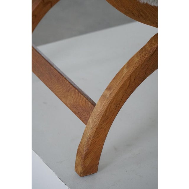 Mid-Century Kurul Armchair in Oak and Lambswool attributed to Henning Kjærnulf, 1960s For Sale - Image 10 of 18