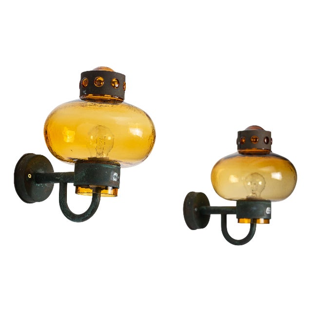 Vintage Brass Wall Lamps, 1960s, Set of 2 For Sale
