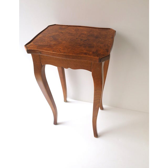 Late 20th Century Rococo Style End Side Accent Table With Burl Top, Small For Sale - Image 5 of 14