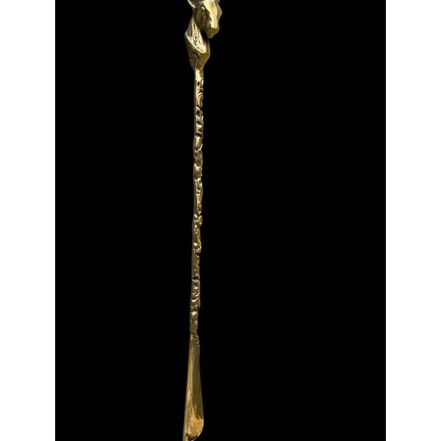 Brass Long Shoehorn With Ibex Head Handle For Sale - Image 8 of 11