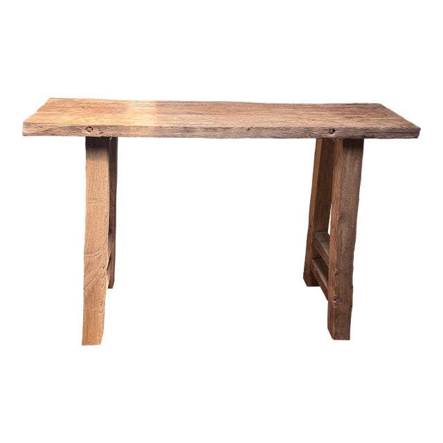 Handcrafted Reclaimed Wood Console Table For Sale
