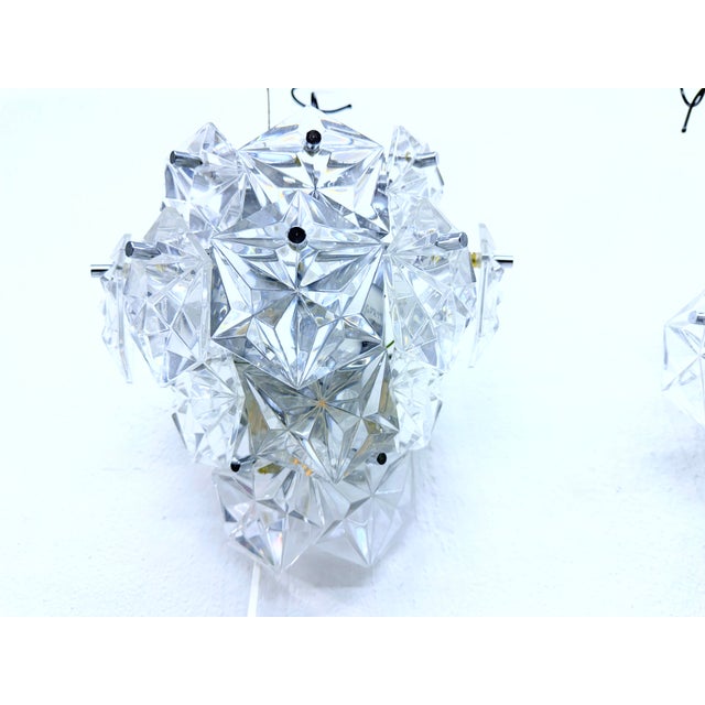 Kinkeldey Chrome and Crystal Glass Wall Lights attributed to Kinkeldey, 1970s, Set of 2 For Sale - Image 4 of 10