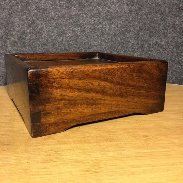 Brown Vintage Rosewood Desk Organizer Box With Dual Drawers and Tray Top For Sale - Image 8 of 9