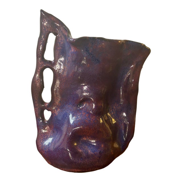 Vintage Studio Ceramic Vase by David Changar, Signed 2011 Nyc For Sale