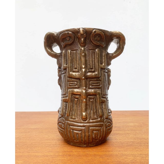 Vintage German Brutalist Bronze Totem Pot by Horst Dalbeck for HDV Dalbeck For Sale - Image 12 of 18