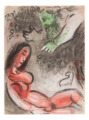 Marc Chagall, God and Eve, Lithograph, 1960
