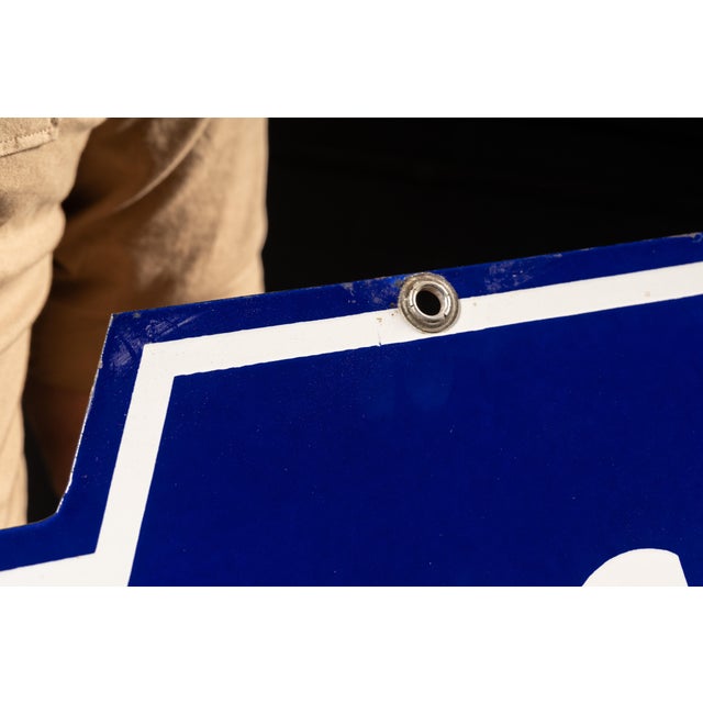 1960s Double-Sided Porcelain "Service Entrance" Arrow Sign For Sale - Image 9 of 15