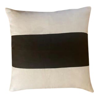 Black Band Linen Pillow For Sale