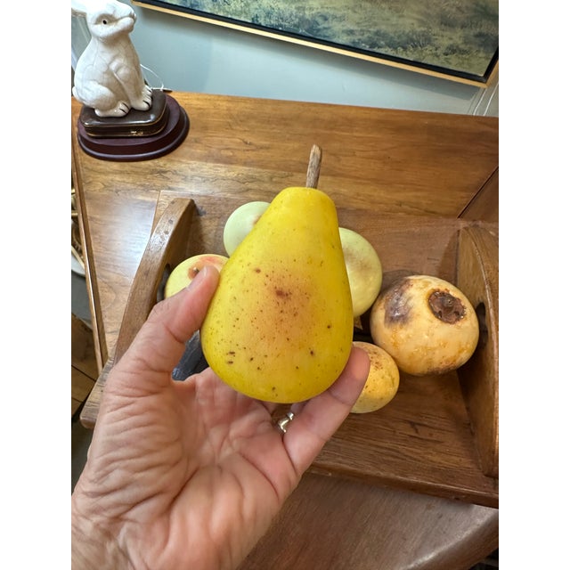 Vintage Wooden Tray With 8 Pieces Italian Alabaster Fruit For Sale - Image 12 of 14