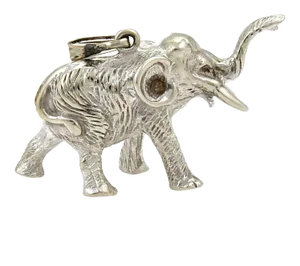 Elephant 18k White Gold Full Figure Charm Pendant