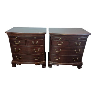 Pair of Cherry Wood Pennsylvania House Curved Front 5 Drawer Dressers End Tables - Two (2) For Sale