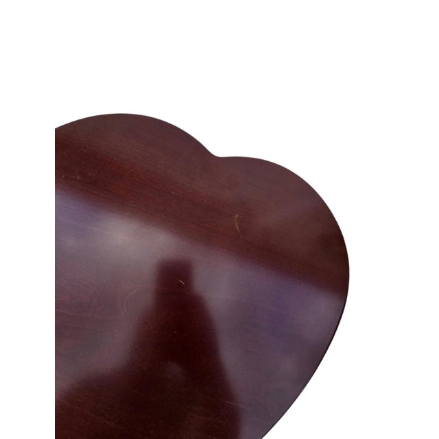 1990s Bombay Company Mahogany Flip Top Side Table Pedestal Stand Queen Ann Heart Shape For Sale - Image 12 of 14