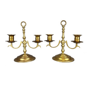 Early 20th Century Art Deco Solid Brass Candelabras - Set of 2