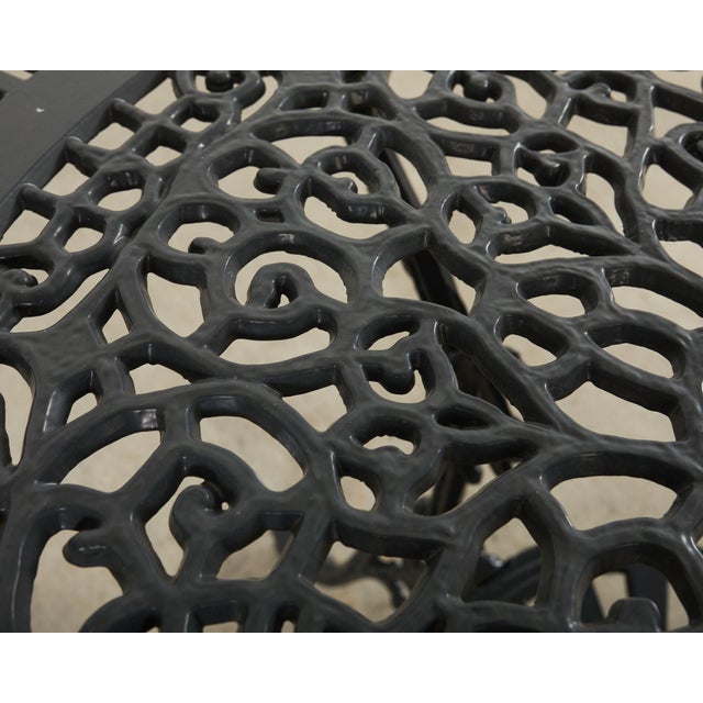 Dark Green Neoclassical Style Round Aluminum Patio Garden Dining Table For Sale - Image 8 of 16