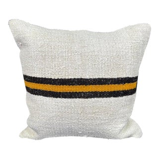 Turkish Hemp Pillow Cushion Natural Beige Black Cushion Cover 20"x20" For Sale
