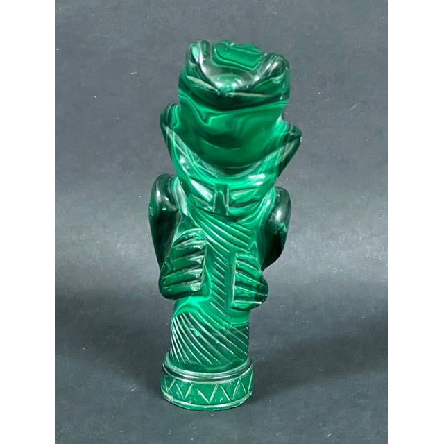 Late 20th Century Handcarved Malachite Solid Stone Frog Sculpture For Sale In New York - Image 6 of 12