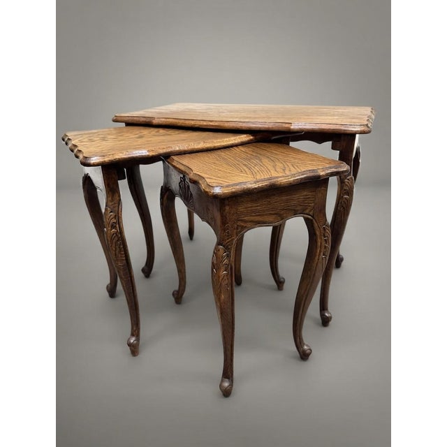 Antique French Oak Nesting Tables, Set of 3 For Sale - Image 3 of 6
