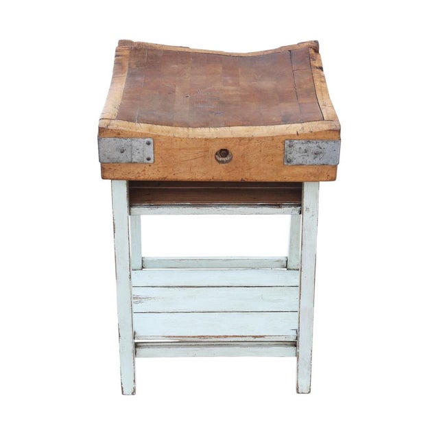 Vintage c.1950 Butcher’s Block on Stand – Quality Kitchen Side / Work Table A vintage c.1950 butcher’s block on stand,...