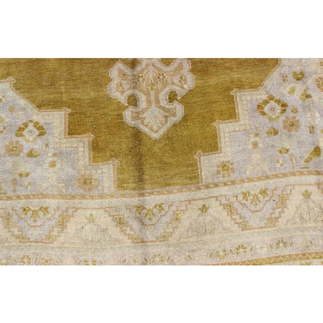 Mid 20th Century Vintage Turkish Oushak Rug in Saturated Gold and Warm Neutral Colors For Sale In Atlanta - Image 6 of 9