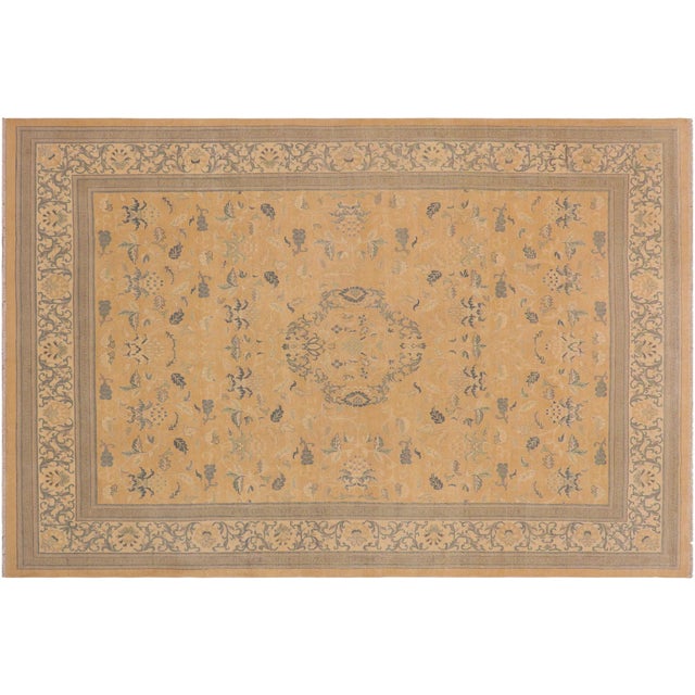 Shabby Chic Peach/Beige Wool Rug - 8'0'' X 10'6'' For Sale - Image 10 of 10