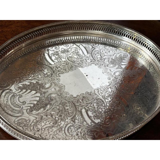 Silver-Plated Gallery Drinks Tray For Sale - Image 3 of 4