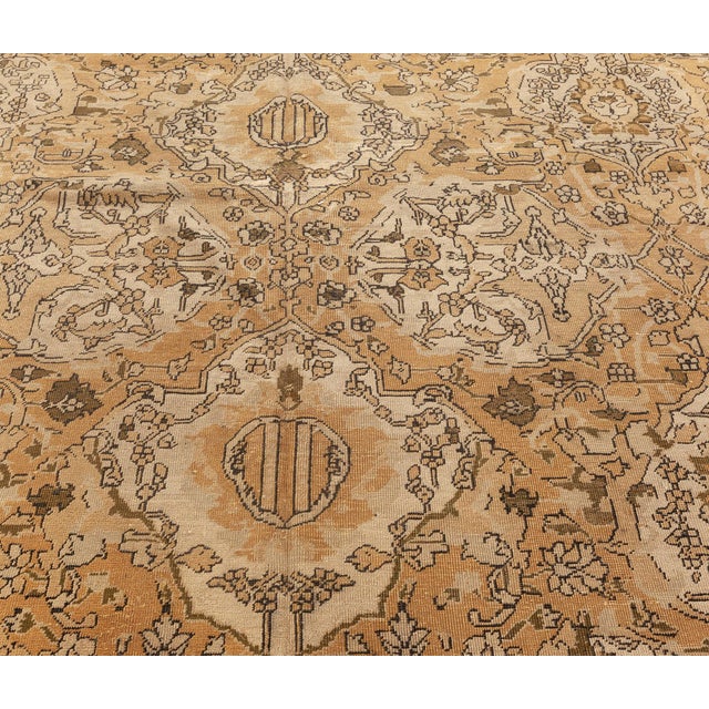 19th Century Authentic 19th Century Indian Amritsar Brown and Beige Handwoven Wool Rug For Sale - Image 5 of 8