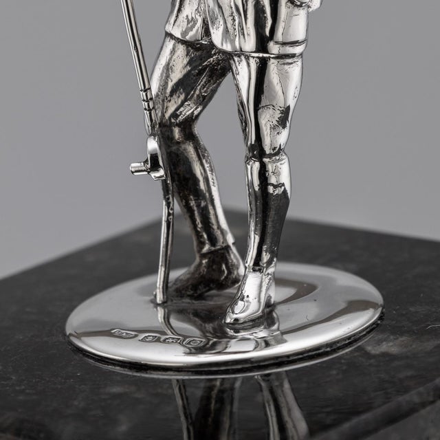 Antique 20th Century English Silver Fisherman Statue on Granite Base, 1902 For Sale - Image 9 of 14