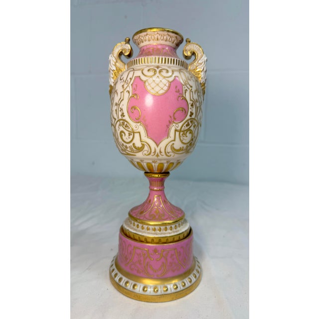 Victorian Rare Antique 19th Century Royal Vienna German Hand Painted Porcelain Urn Vase For Sale - Image 3 of 18