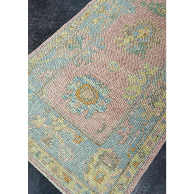 Contemporary Turkish Oushak Runner Rug 2'11" x 12'2" For Sale - Image 3 of 4
