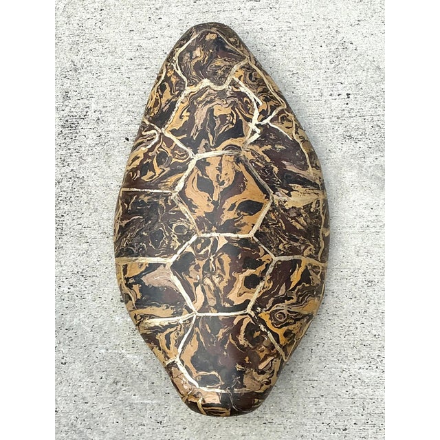Vintage Italian Scagliola Artisan Pigmented Plaster Turtle Shell For Sale - Image 4 of 14