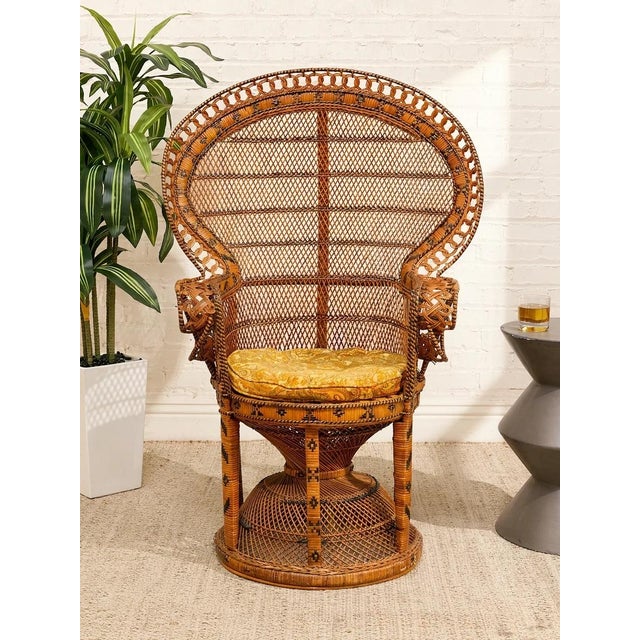 Vintage 1970s Wicker Peacock Chair For Sale - Image 11 of 11