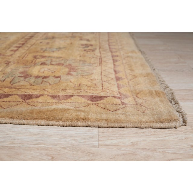 Violet Elegant Beige Hand-Knotted Wool Rug Carpet, Soft Allover Design For Sale - Image 4 of 6