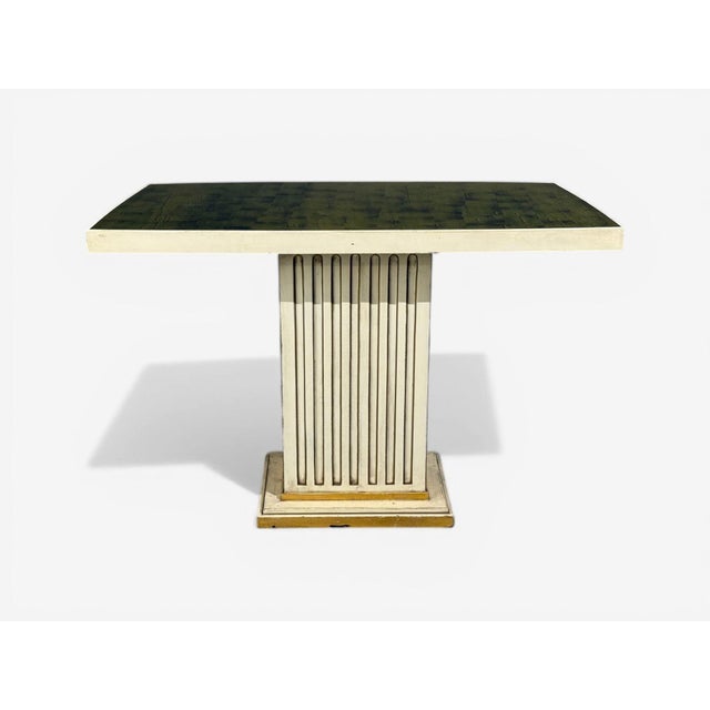 Pair Maison Jansen Painted and Eglomise Emerald Green Glass Top Console Tables For Sale - Image 14 of 14