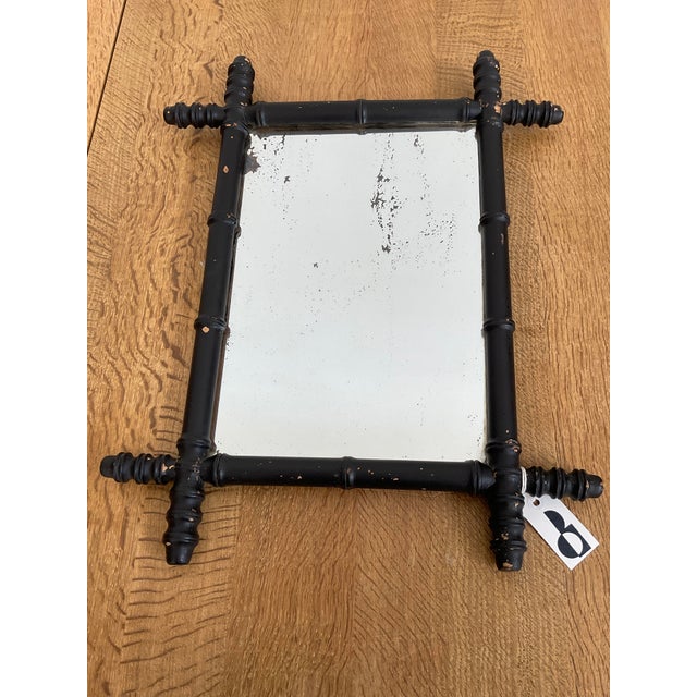 Brown Early 20th C. Antique Faux Bamboo French Provincial Mirror For Sale - Image 8 of 13