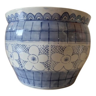 Blue and White Floral Planter For Sale